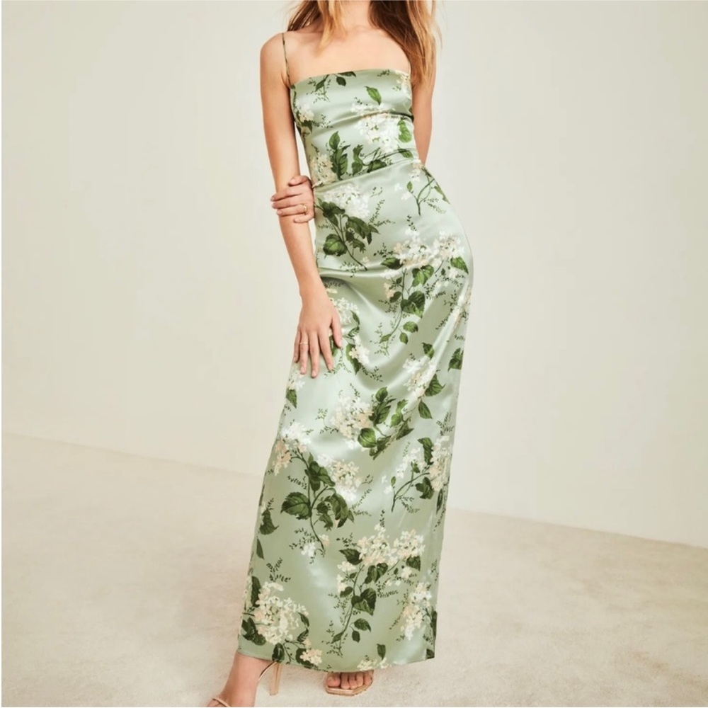 NWOT Reformation Frankie Silk Dress in Tea Garden SIZE 2